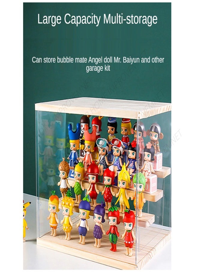 Generic 5Layer Transparent Acrylic Display Box with Wooden Top Base（without LED）  - Image 4