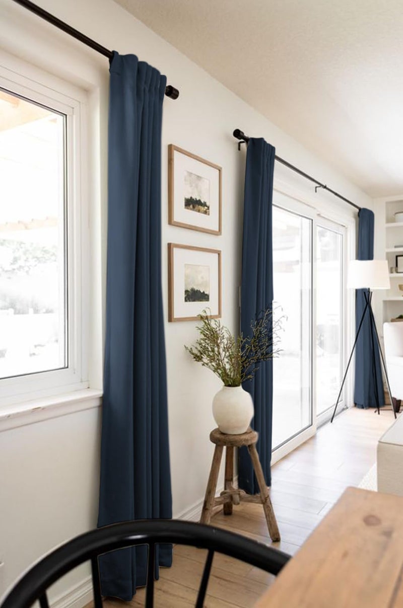 100% Blackout Shield Linen Blackout Curtains for Bedroom 84 Inches Long, Back Tab/Rod Pocket Living Room Drapes, Thermal Insulated Blackout Curtains 2 Panels Set, 50" W x 84" L, Navy - Image 5