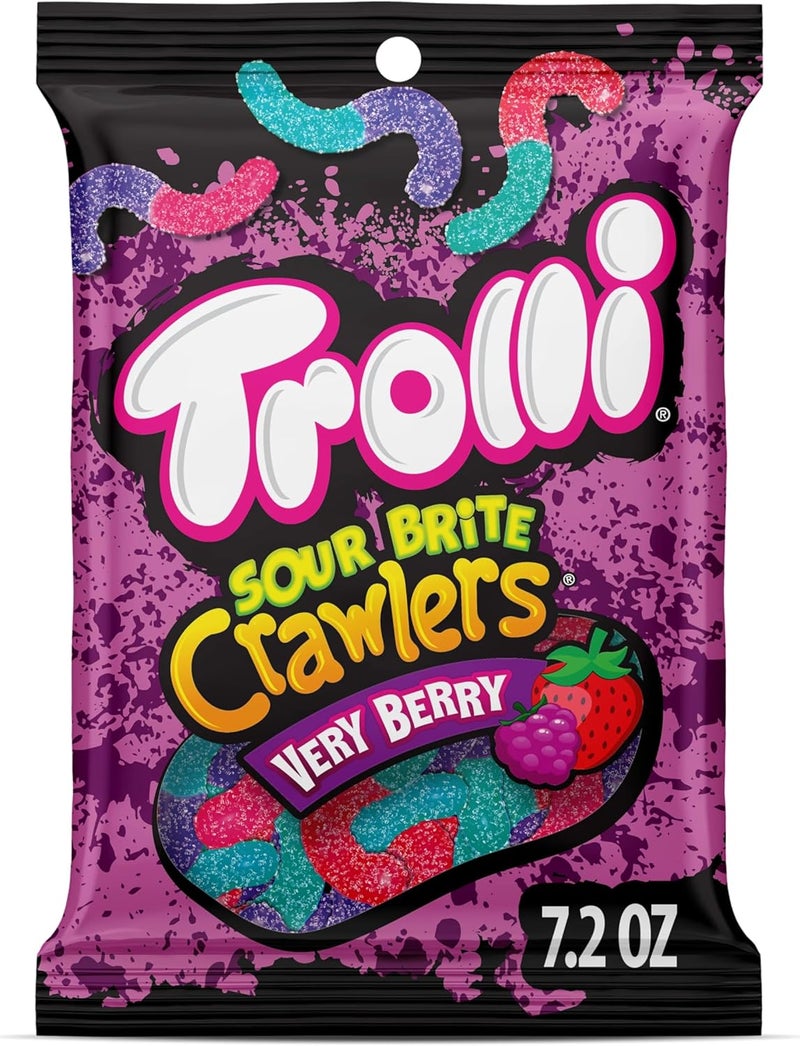 TROLLI ترولي سورد برايت كراولرز توت العليق الحامض والحلو، حلوى جيلاتينية، 7.2 أونصة - Image 1