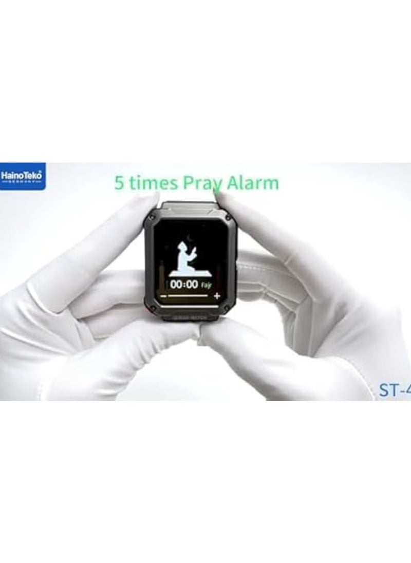 Haino Teko Watch Buds ST-4 Quran Watch & Earbuds Combo | Full Quran (114 Chapters), 5 Times Prayer Times, 4GB MP3 Speaker, Bluetooth Earbuds, Stylish Design, Ideal for Daily Use, iPhone & Android Compatible  - Image 4
