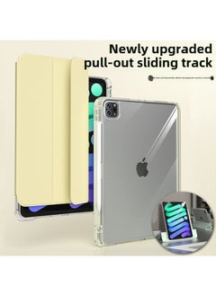 Apple IPad Protective Cover Air5 Transparent Pro11 Inch Shell Flat Anti-bending 10 Slide Split Acrylic-Color:White Ice Color-Applicable Models:iPad789