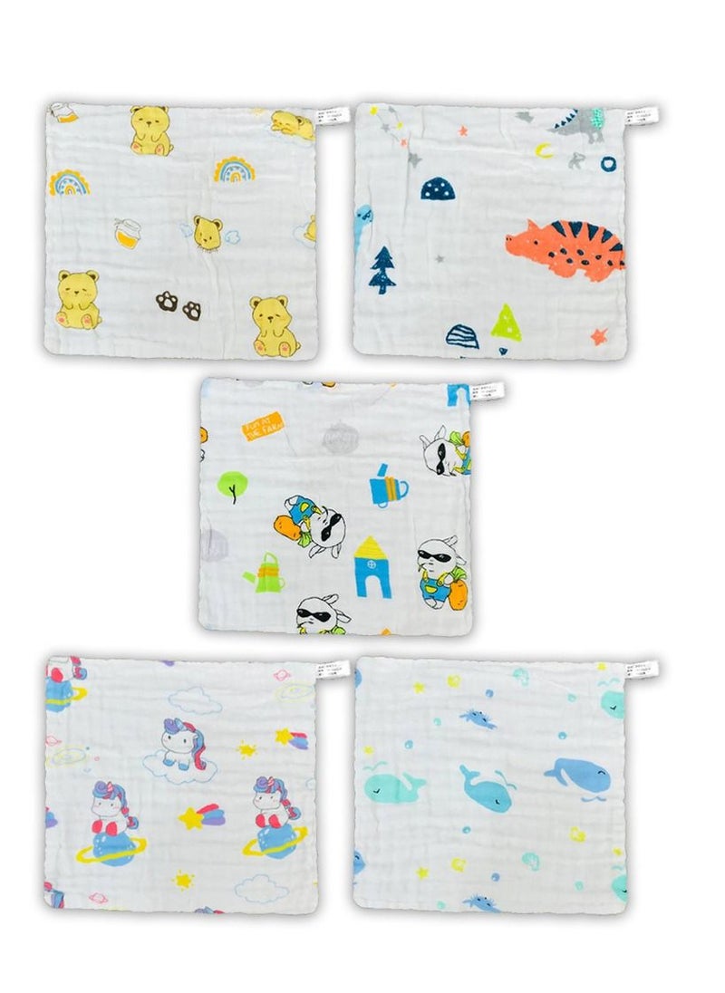 MARGOUN MARGOUN Baby Muslin Washcloths Soft Face Cloths for Newborn 30 * 30 cm, Absorbent Bath Face Towels, Baby Wipes, Burp Cloths or Face Towels (5 Pack)  - Image 1