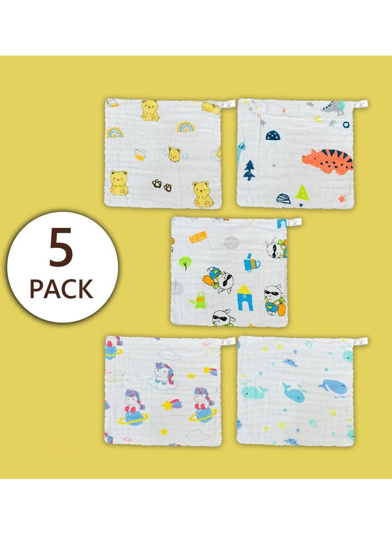 MARGOUN MARGOUN Baby Muslin Washcloths Soft Face Cloths for Newborn 30 * 30 cm, Absorbent Bath Face Towels, Baby Wipes, Burp Cloths or Face Towels (5 Pack)  - Image 2