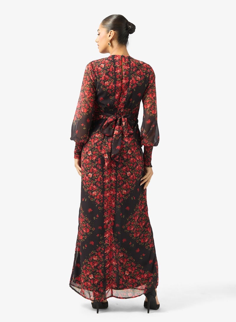 Hope & Ivy Long Sleves Eveng   Floral Prt Maxi Dress - Image 2