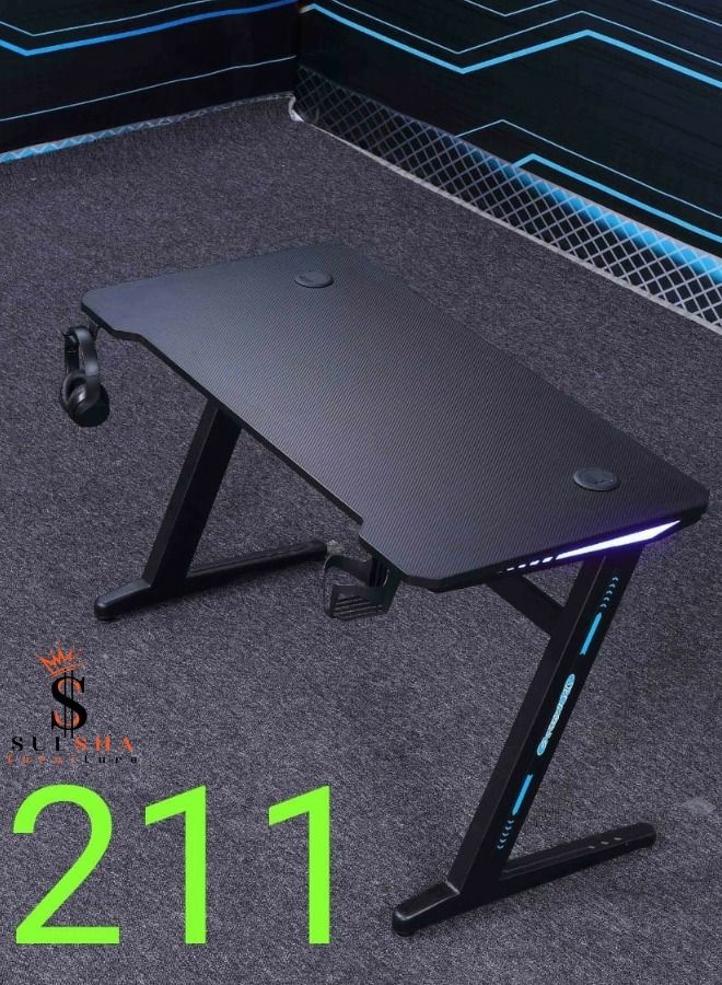Gaming Desk with Headset Hook Cup Holder Size 120 Centimeters