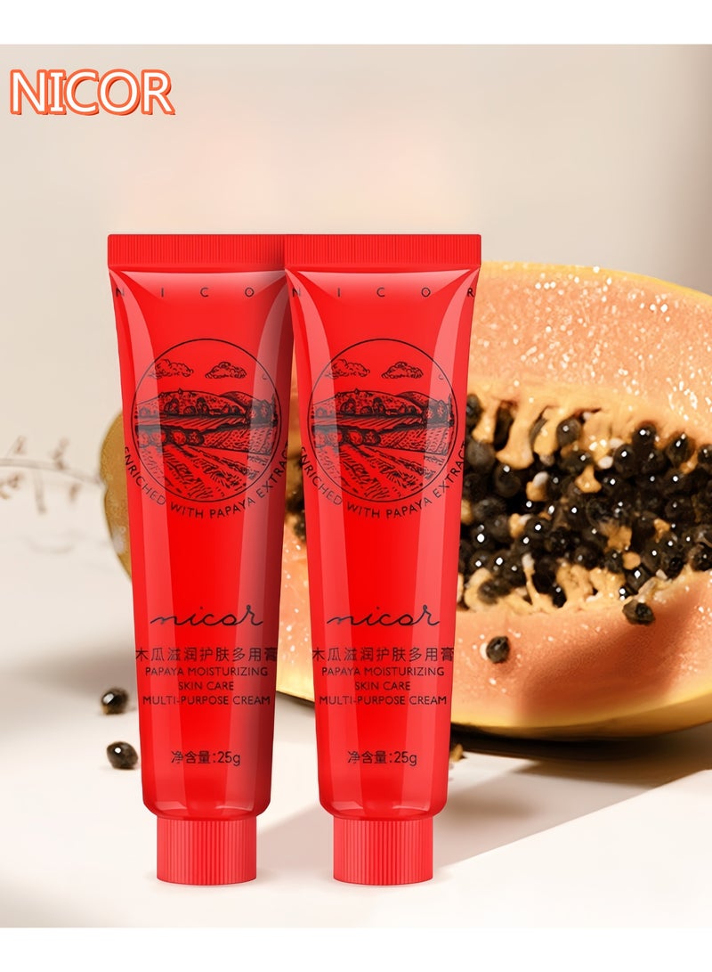 Nicor 2-PACKS Papaya Moisturizing Skin Care,Multi-Purpose Cream,Can be Used for Lip Balm, Anti-itching for Mosquito Bites, Diaper Cream, etc. 25g*2 - Image 1