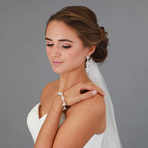 Mariell Freshwater Pearl Bridal Bracelet, 7 1/8" Plus 1/2" Extender, Wedding, Prom Jewelry Gift for Women - Image 2