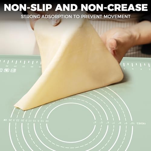 volikos Silicone Baking Mat 28" x 20", Extra Thick Dough Rolling Mat with Measurements and Edge Heightening, Non-stick Food Grade Silicone Pastry Mat for for Pastry, Bread, Cookies, Pizza, Fondant, Pasta - Image 5