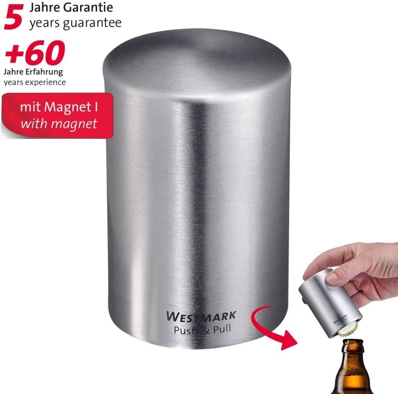 Westmark 2 Automatic Bottle Openers/Bottle Openers for Opening Bottle Cap Bottles, Brushed Aluminium, Push & Pull, Silver, 618822E3 - Image 5