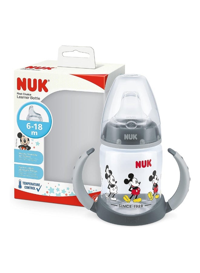 NUK First Choice Mickey Mouse 150ml Baby Learner Bottle With Temperature Control, Pack of 1's