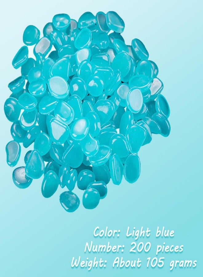 إيلاندي 200 قطعة من الأحجار الزرقاء المتوهجة في الظلام، حصى مضيئة، صخور متوهجة، زينة للحديقة، الفناء، حوض السمك، الممر - Image 2