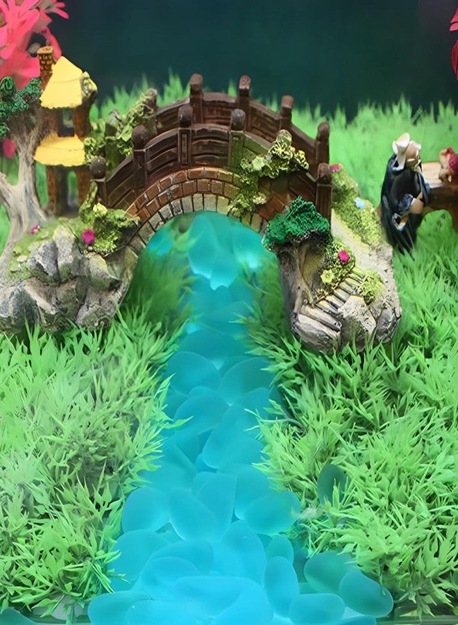 إيلاندي 200 قطعة من الأحجار الزرقاء المتوهجة في الظلام، حصى مضيئة، صخور متوهجة، زينة للحديقة، الفناء، حوض السمك، الممر - Image 4