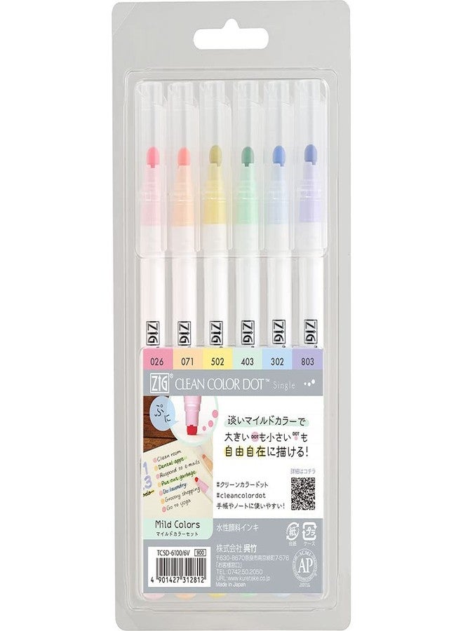 كورتيك أقلام كورتاكي زيج كلين كلر دوت المائية، مجموعة من 6 ألوان خفيفة (TCSD-6100/6V) - Image 1