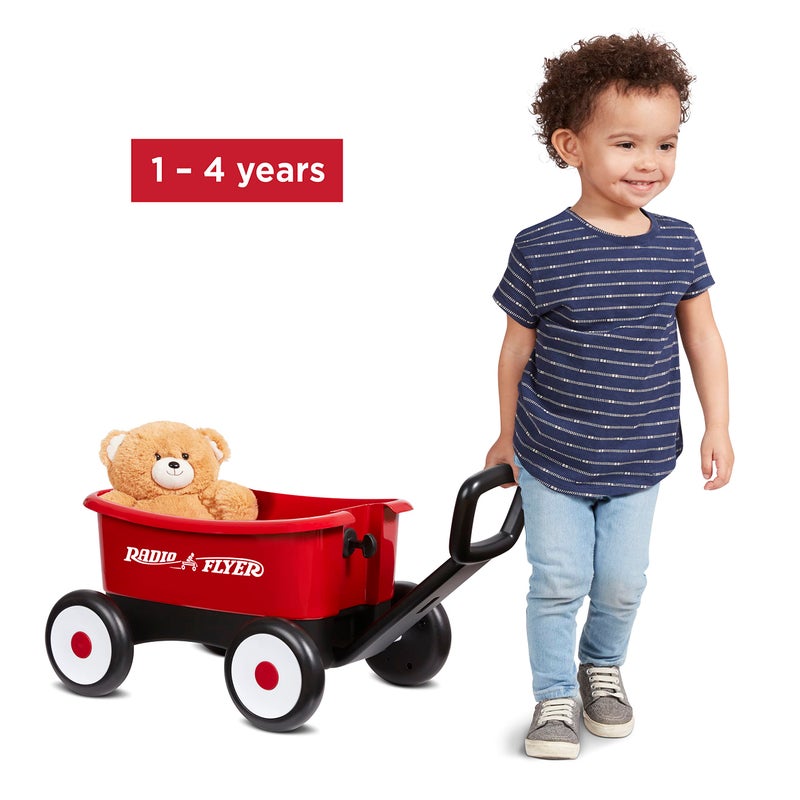 Radio Flyer Push & Pull Walker Wagon with Teddy Bear, Red, for Kids 1-4 Years Old, Locking Handle for Stability, Baby Push Walker Converts to Pull Wagon, for Indoor & Outdoor Play - Image 4