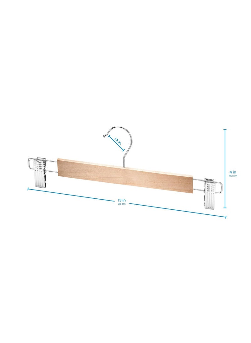 Smooth Finish Solid Wood High-Grade Wooden 360° Swivel Hook Pants Hangers with Metal Clips Grip, Pack of 10 - Image 4