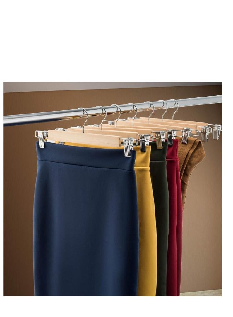 Smooth Finish Solid Wood High-Grade Wooden 360° Swivel Hook Pants Hangers with Metal Clips Grip, Pack of 10 - Image 3