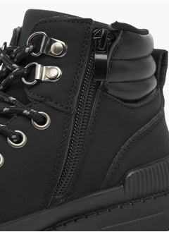 LBL by Shoexpress Boys Panelled High Cut Boots with Lace Detail and Zip Closure  - Image 4