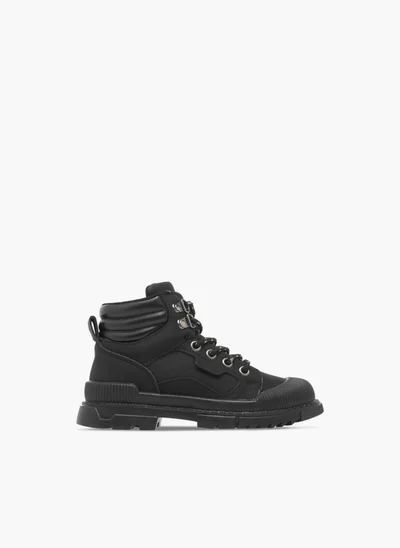 LBL by Shoexpress Boys Panelled High Cut Boots with Lace Detail and Zip Closure