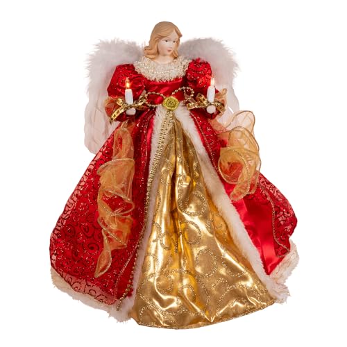 Kurt S. Adler Kurt Adler 14inch UL 10Light Red Gold Angel Treetop - Image 1