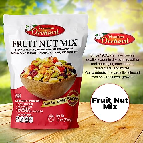 Premium Orchard FRUIT NUT MIX TRAIL MIX by PREMIUM ORCHARD - Gourmet Trail Mix Bulk Blend of Mixed Nuts & Dried Fruit - Healthy Vegan Snacks, Snack Nut Mix, Plant Protein Source, Non-GMO, Natural - 18oz - Image 2