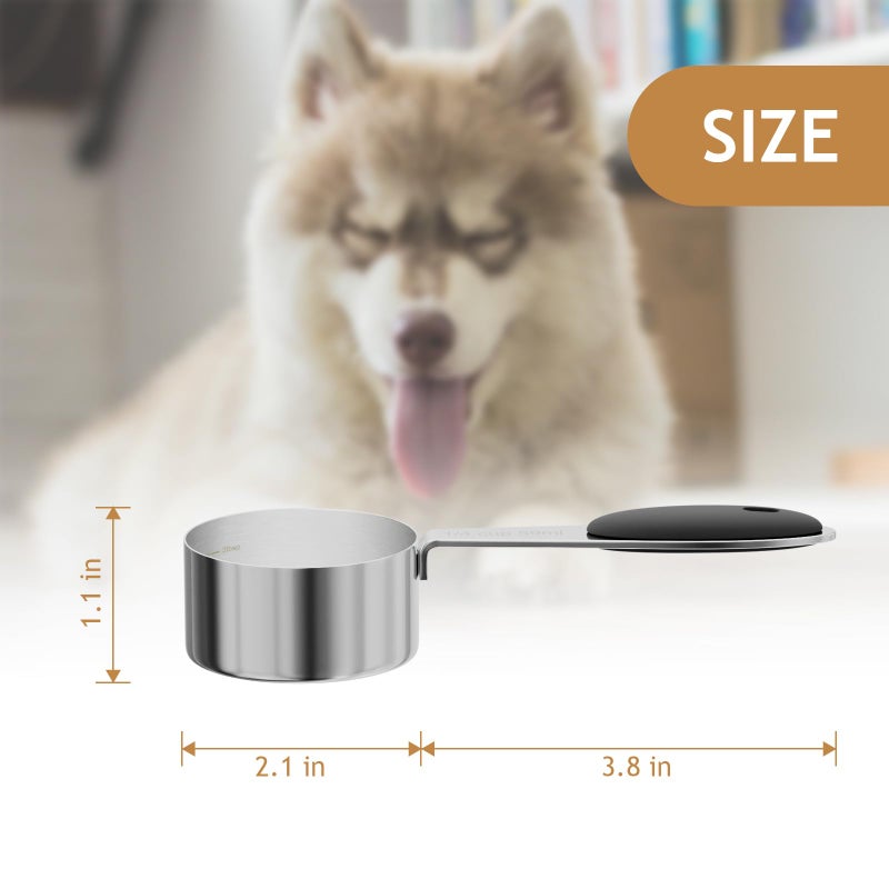 LEIFENY 1PCS 1/4CUP(59ml) Dog Cat Food Scoop, Stainless Steel Measuring Cup, Metal Pet Scooper with Inner Precision Scale Measurement - Image 2