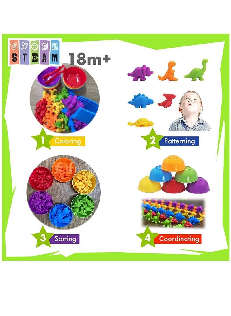 Soofam Counting Dinosaur Toys Matching Games with Sorting Cups, Color Sorting and Sensory Training, Montessori Preschool Educational Learning Toys,Gift for Kids  Boys Girls  - Image 5