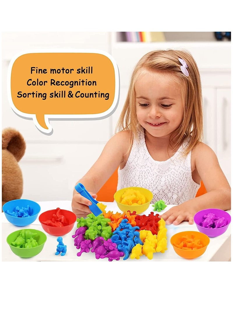 Soofam Counting Dinosaur Toys Matching Games with Sorting Cups, Color Sorting and Sensory Training, Montessori Preschool Educational Learning Toys,Gift for Kids  Boys Girls  - Image 2