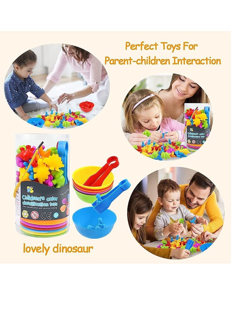 Soofam Counting Dinosaur Toys Matching Games with Sorting Cups, Color Sorting and Sensory Training, Montessori Preschool Educational Learning Toys,Gift for Kids  Boys Girls  - Image 4