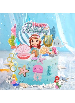 SYOSI Mermaid Cake Decoration Set, Toppers Glitter Little Mermaid Doll, Ocean Underwater Party, for Baby Shower, Boys Girls Kids Birthday Party  - Image 2