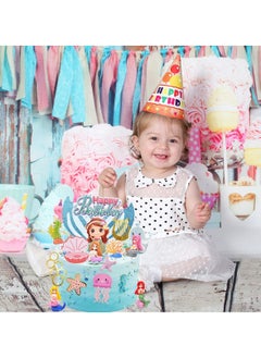 SYOSI Mermaid Cake Decoration Set, Toppers Glitter Little Mermaid Doll, Ocean Underwater Party, for Baby Shower, Boys Girls Kids Birthday Party  - Image 3