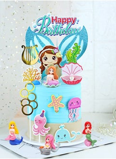 SYOSI Mermaid Cake Decoration Set, Toppers Glitter Little Mermaid Doll, Ocean Underwater Party, for Baby Shower, Boys Girls Kids Birthday Party  - Image 5