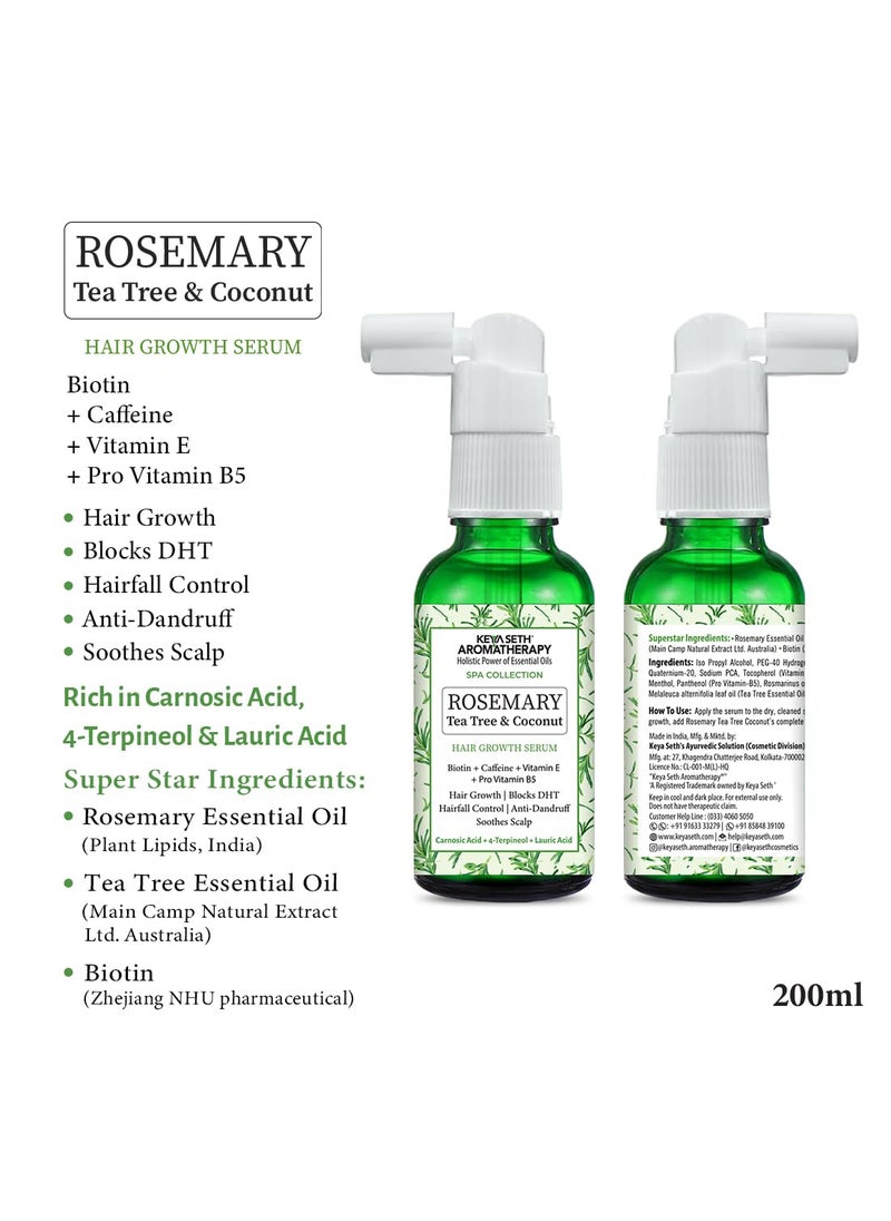 KEYA SETH AROMATHERAPY, DEVICE OF DROP Keya Seth Aromatherapy Rosemary Tea Tree Coconut Hair Growth Serum Biotin Caffeine Vitamin E B5 Blocks DHT Hair fall Control Dandruff Soothing 30ml  - Image 2
