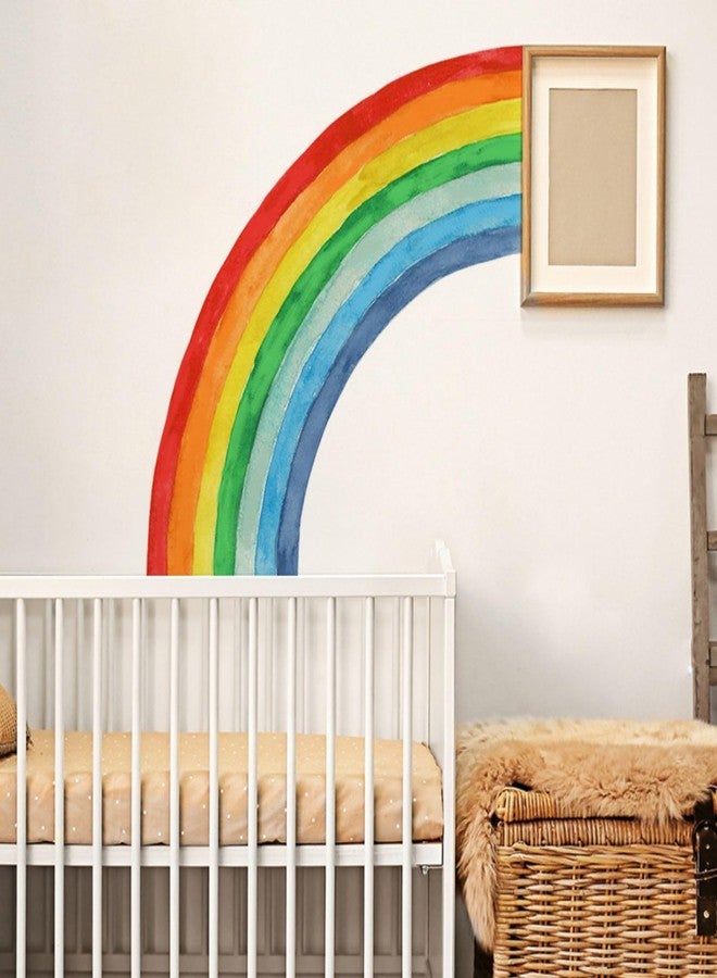Eutecado Rainbow Wall Sticker - Watercolor Rainbow Wall Decals for Girls Room Nursery, Large Removable Wall Art Murals Peel and Stick Wall Decoration for Bedroom Living Room Kids Room - Image 2
