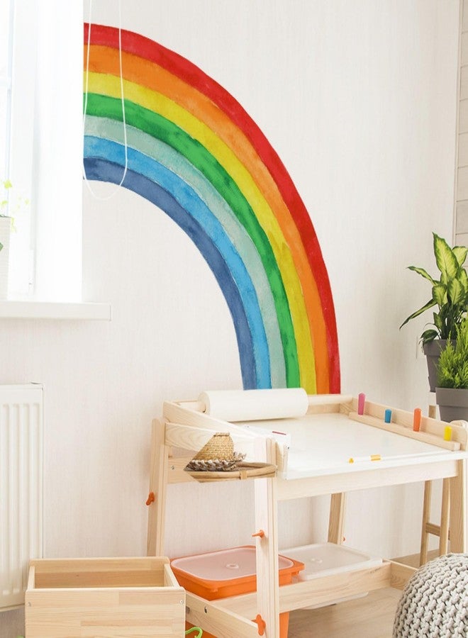 Eutecado Rainbow Wall Sticker - Watercolor Rainbow Wall Decals for Girls Room Nursery, Large Removable Wall Art Murals Peel and Stick Wall Decoration for Bedroom Living Room Kids Room - Image 1