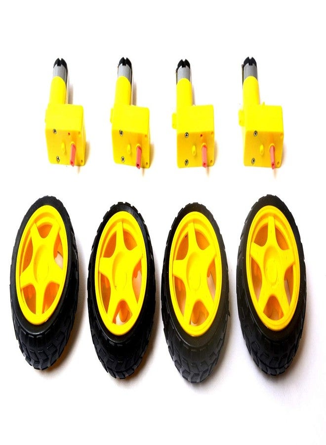 SRROBOTICS™ DC BO Motor Single shaft Smart Car Robot Gear Motor for Arduino, 4 Piece Motor With 4 Pcs Wheels - Image 2
