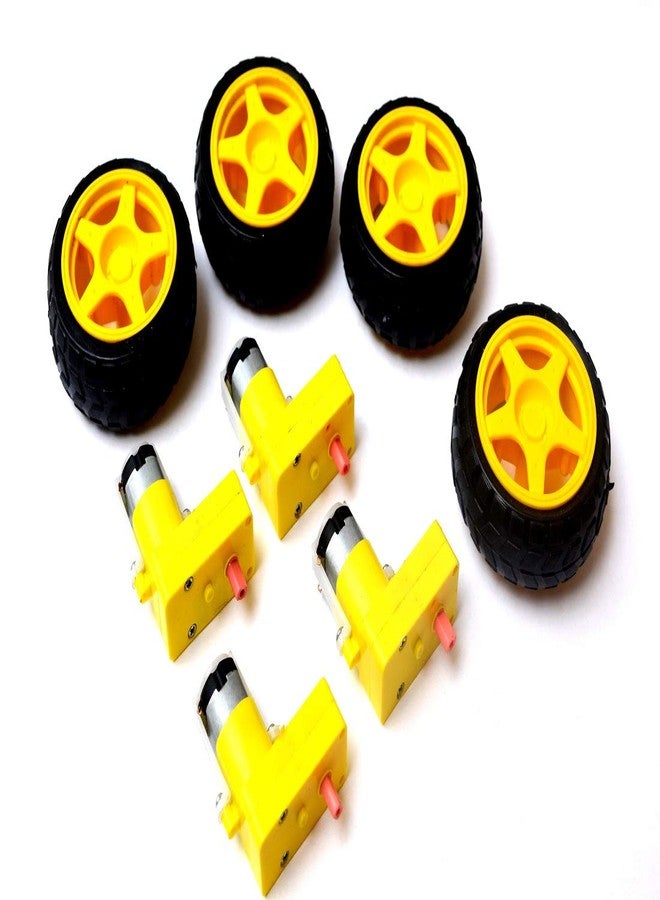 SRROBOTICS™ DC BO Motor Single shaft Smart Car Robot Gear Motor for Arduino, 4 Piece Motor With 4 Pcs Wheels - Image 1