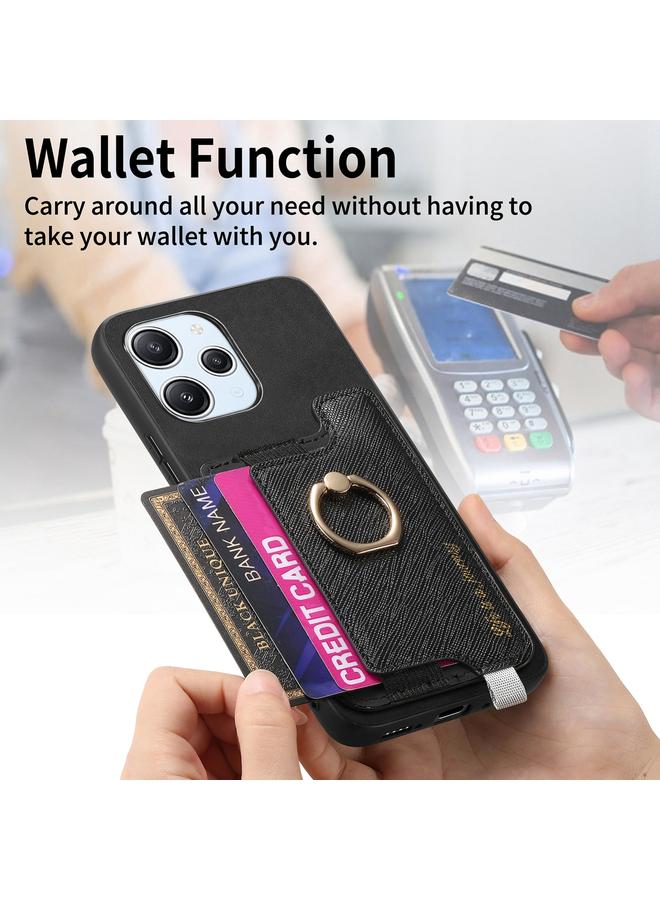 S-TOP Case For Redmi Note 12 Turbo / Poco F5 5G Retro Magsafe Cross Leather Ring Holder Card Bag Phone Case - Image 4