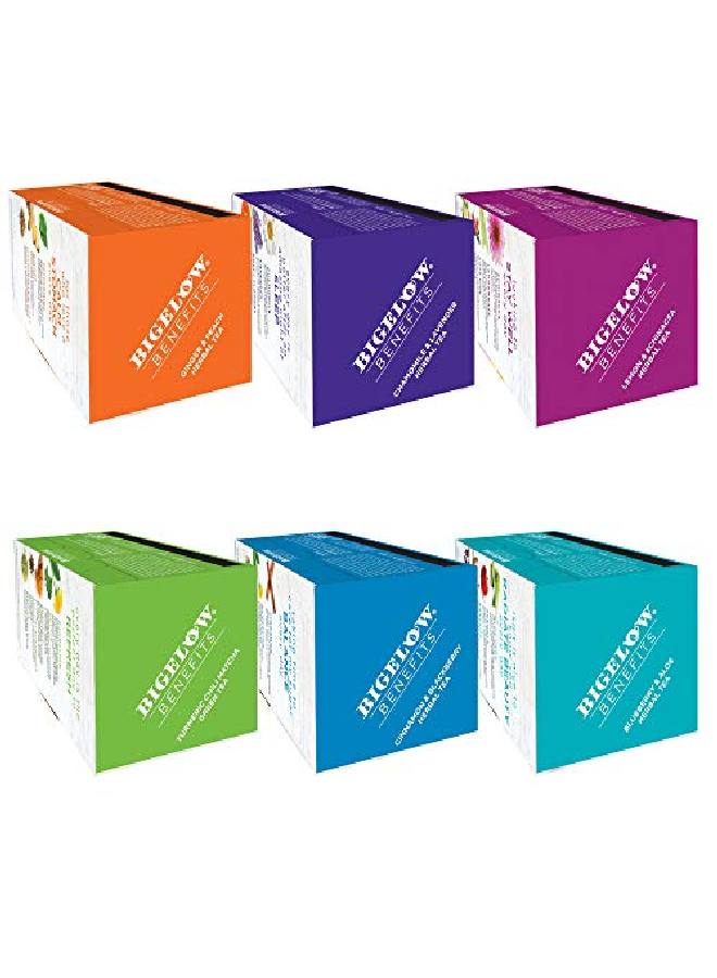 Bigelow Tea Bigelow Benefits Wellness Teas Variety Pack Mixed Caffeinated Green Matcha & Caffeinefree Herbal Tea 18 Count (Pack Of 6) 108 Total Tea Bags - Image 3