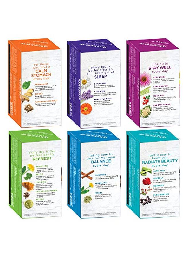 Bigelow Tea Bigelow Benefits Wellness Teas Variety Pack Mixed Caffeinated Green Matcha & Caffeinefree Herbal Tea 18 Count (Pack Of 6) 108 Total Tea Bags - Image 4