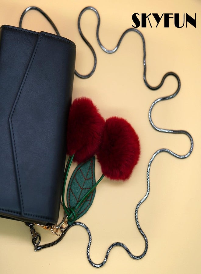 SKYFUN Cute Cherry Keychain Plush Big Fluffy Keychain Bag Charms for Handbags Fuzzy Cherry Ball Purse Charms Wallet Backpack Jewelry Accessories Gift for Birthday Christmas, Wine Red - Image 3