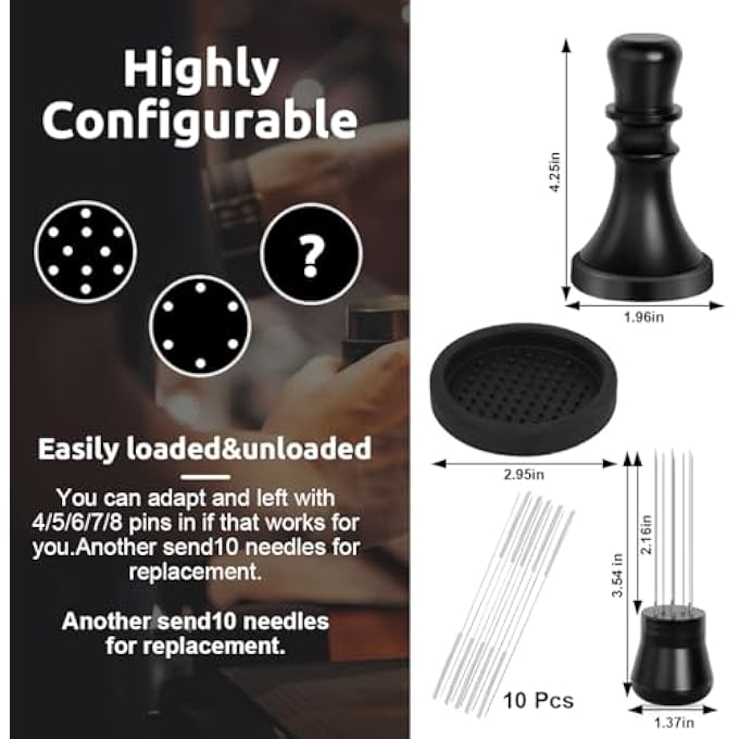 هاسذيب موزع قهوة إسبريسو 51 مم 2 في 1، مجموعة مكابس إسبريسو يدوية برأسين مع إبرة WDT مخفية لمرشح القهوة، قاعدة مسطحة من الفولاذ المقاوم للصدأ، ملحقات ماكينة تحضير القهوة من باريستا - Image 3