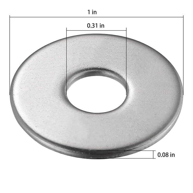Wensilon Store (100 قطعة) 5/16" × 1" غسالات مسطحة من الفولاذ المقاوم للصدأ 304 للبراغي والصواميل، مناسبة لصيانة المصانع، المطبخ، المتجر والبناء الخارجي - Image 2