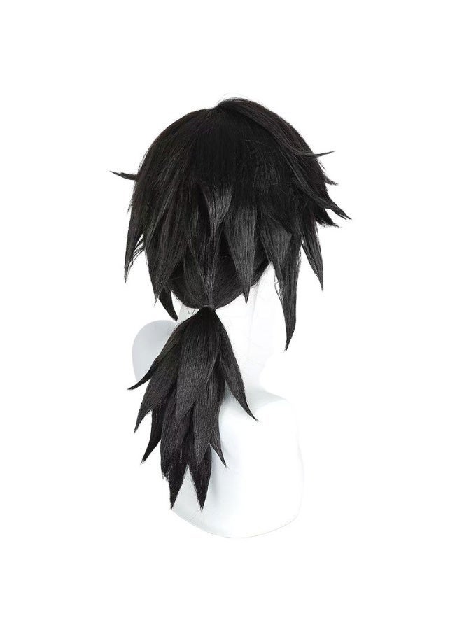 Demon Slayer Tomioka Giyuu Cosplay Wig, Black Fluffy Spiky Hair, Pre-Styled Anime Wig - Image 4
