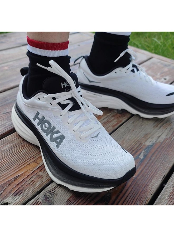 Hoka One One Bondi 8 Sneaker - White/Black - Image 4