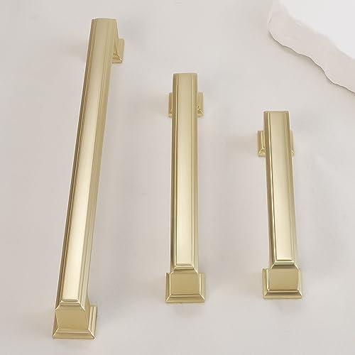 COTYKILEY 10 Pack 3.75 Inch(96mm) Brushed Brass Cabinet Handles Gold Kitchen Cabinet Pulls Cabinet Door Handles Kitchen Cabinet Hardware Cupboard Drawer Pulls Dresser Handles - Image 5