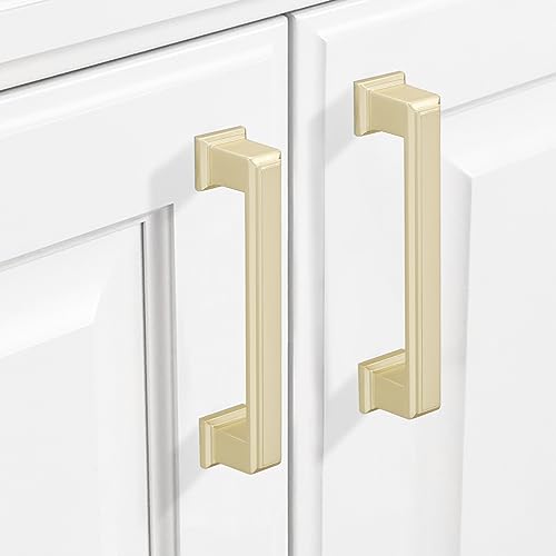 COTYKILEY 10 Pack 3.75 Inch(96mm) Brushed Brass Cabinet Handles Gold Kitchen Cabinet Pulls Cabinet Door Handles Kitchen Cabinet Hardware Cupboard Drawer Pulls Dresser Handles - Image 3