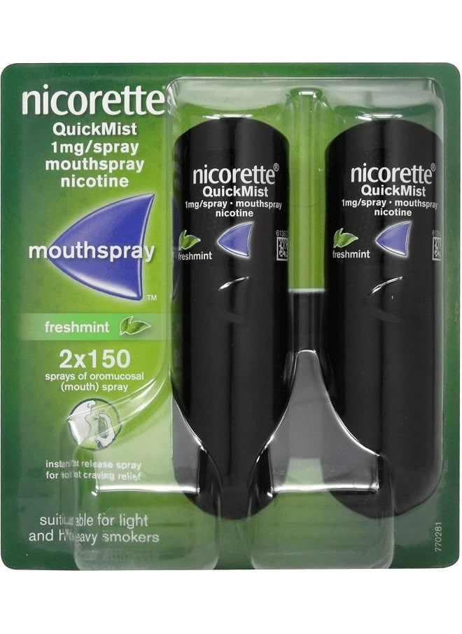 nicorette Nicorette QuickMist Mouth Spray (Fresh Mint, 2 x 150 Sprays, 1mg)  - Image 1