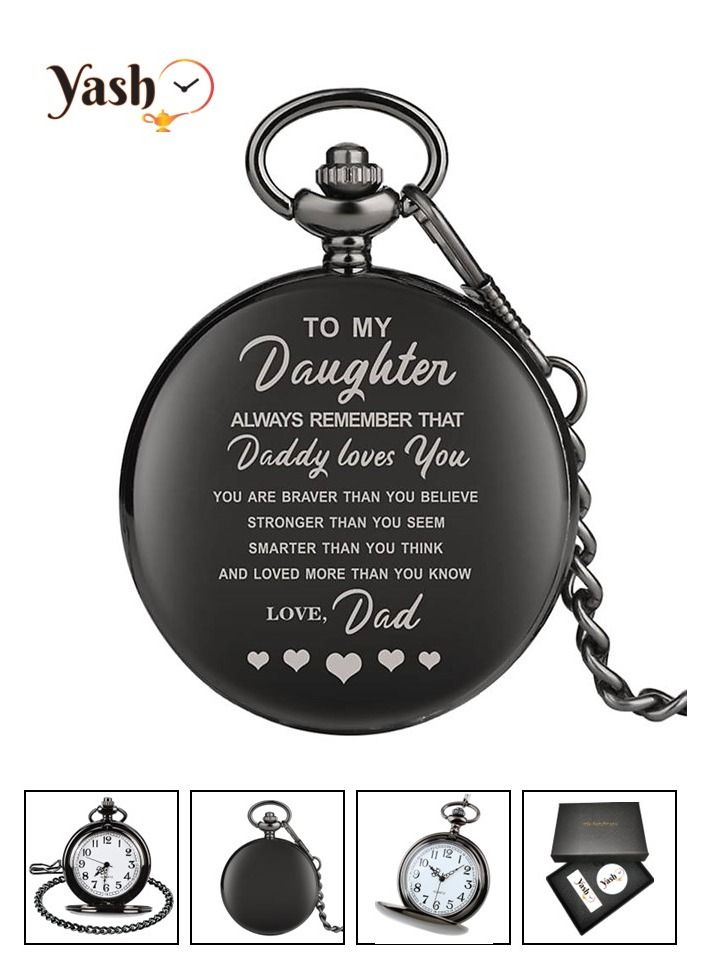 Yash Retro Style I Love You Quartz Pocket Watch For Husband Wife Mom Dad Son Daughter Teacher With Chain And Yash Packaging - Image 1