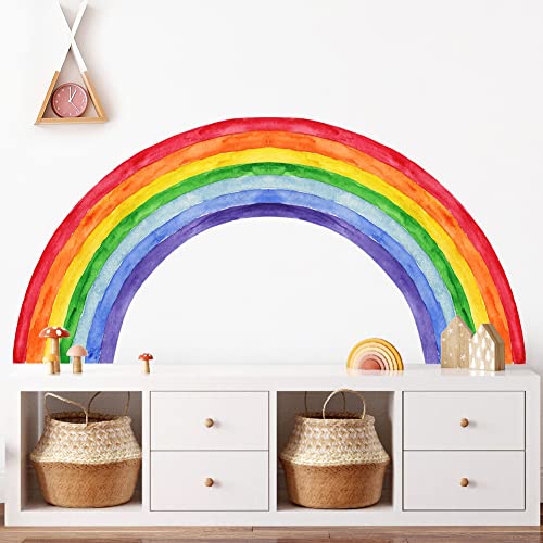 DRWSSR 4 Sheets Watercolor Wall Decals Nordic Scenery Wall Sticker Colorful Wall Art Vinyl Peel and Stick Rainbow Decals for Nursery Kids Bedroom Living Room Playroom Home Decor - Image 4