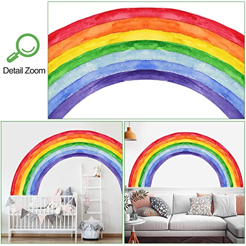 DRWSSR 4 Sheets Watercolor Wall Decals Nordic Scenery Wall Sticker Colorful Wall Art Vinyl Peel and Stick Rainbow Decals for Nursery Kids Bedroom Living Room Playroom Home Decor - Image 3